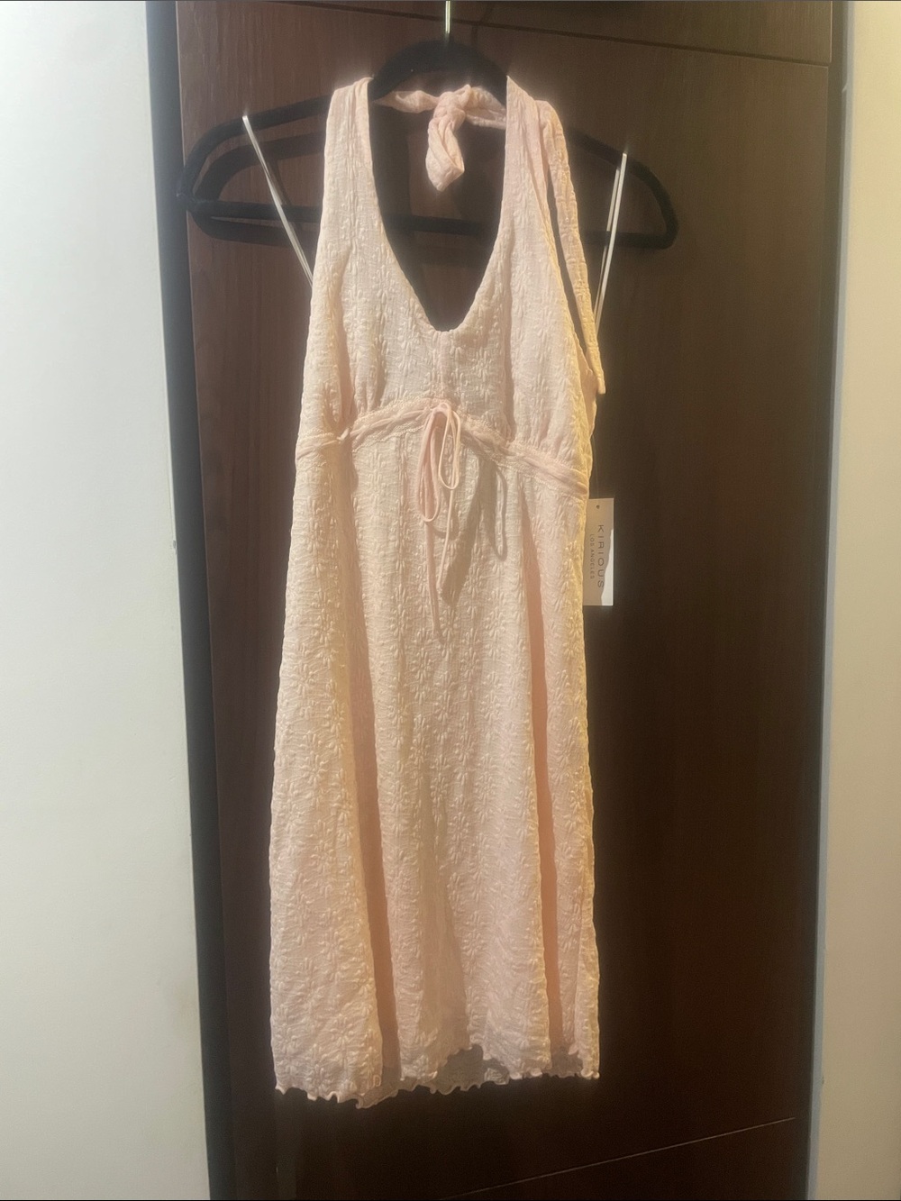 pink  Halter backless  Dress in Soft Peach